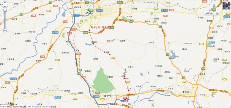 线路示意图:1高速,2省道103